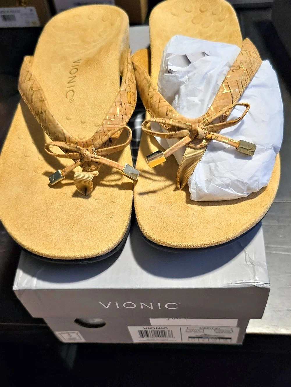 Vionic Rest Bella II Women's Gold Cork Sandals NIB